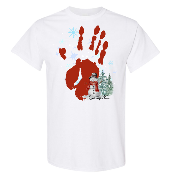 Gaitlyn Rae Christmas Winter Snowman Hand short sleeve T-shirt