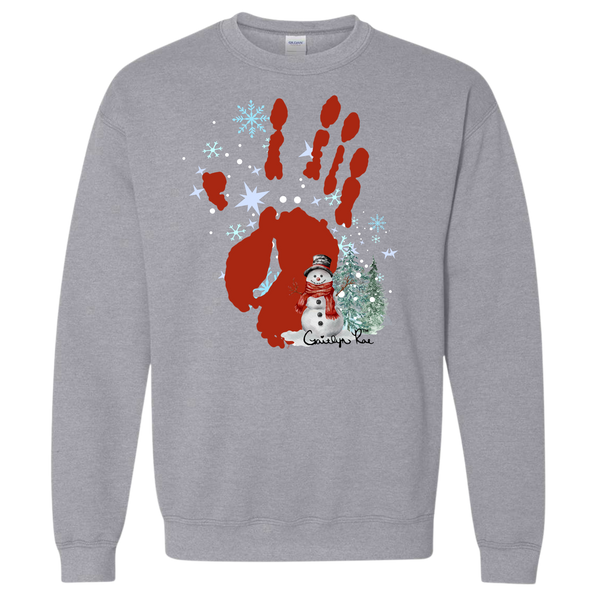 Gaitlyn Rae Christmas Winter Snowman Hand Crewneck "Sweatshirt"